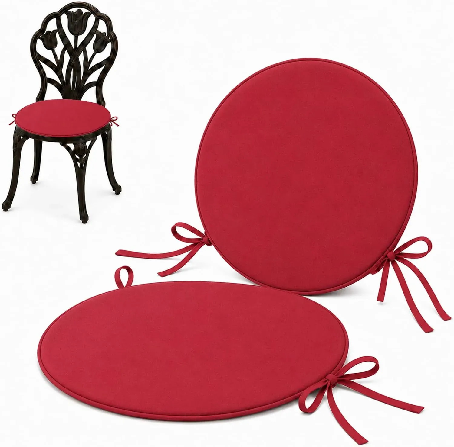 Round Outdoor Chair Cushions, 2 Pack, Water-Resistant with Ties (2-Pack)